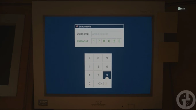 The password for the Wellness Centre computer in Alan Wake 2. The screen reads: 170823