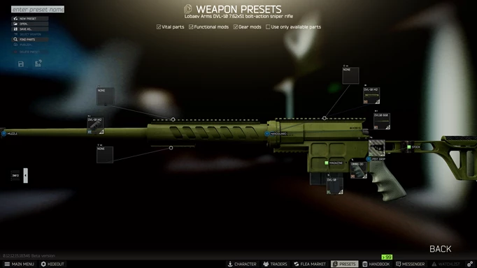 Изображение экрана осмотра ДВЛ-10, одного из лучших орудий в Escape From Tarkov.