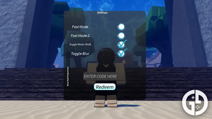 The codes menu in Pirate's Dream
