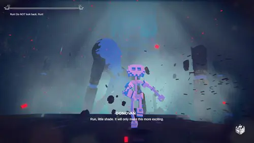 The end of the opening to De-Exit Eternal Matters, when the Lux must flee from the giant form of Donovan