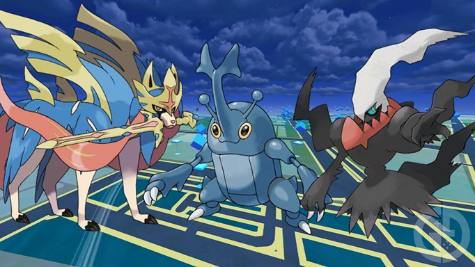 The best team of Pokemon GO Cliff counters: Zacian (Crowned Sword), Heracross, and Darkrai
