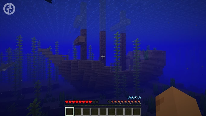 A shipwreck underwater in one of the best Minecraft seeds