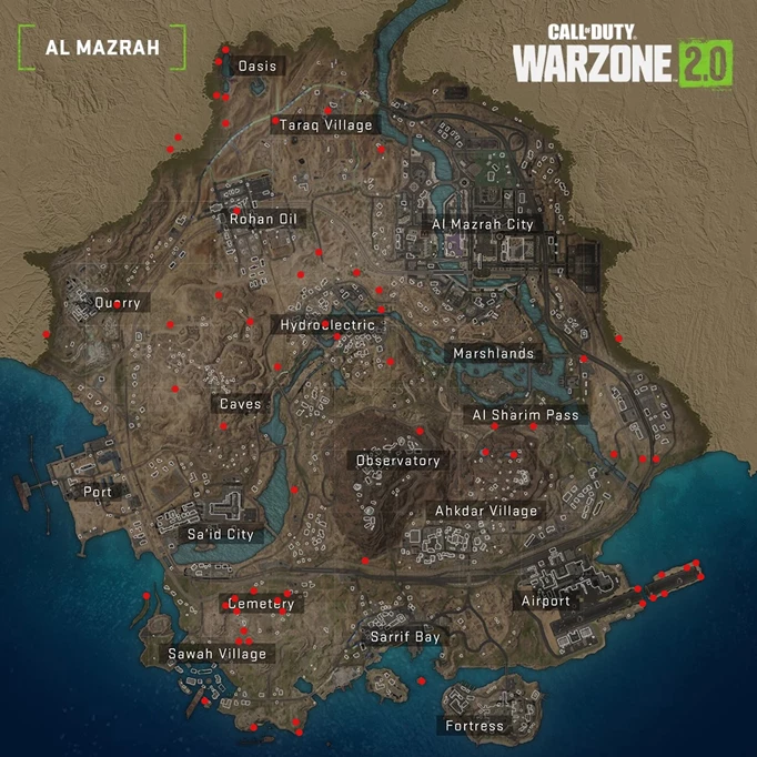 Warzone 2 Cache Locations map