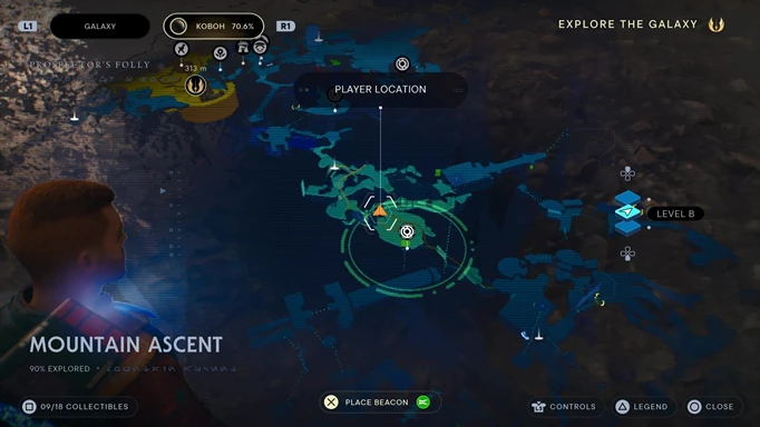 Map shot of the Mee Fish location, one of the Jedi: Survivor fish locations
