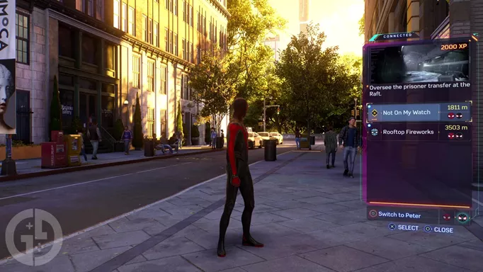 The Not On My Match main story mission indicator, which is on the Marvel's Spider-Man 2 missions list