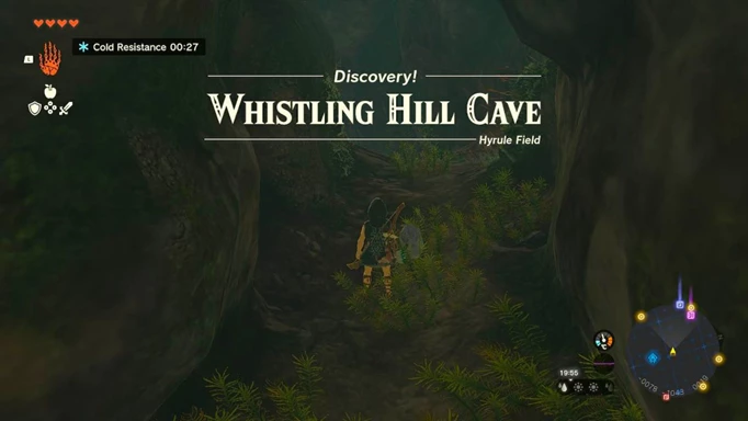 Link entering the whistling hill cav in Zelda Tears of the Kingdom