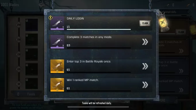 Some of the Daily Tasks in the 1001 Blades Event