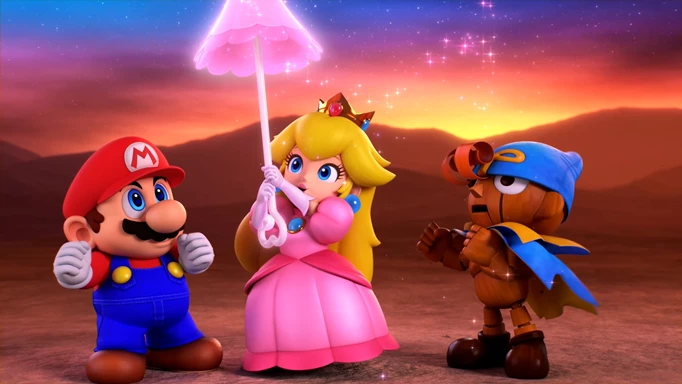 Mario, Peach and Geno in Super Mario RPG.