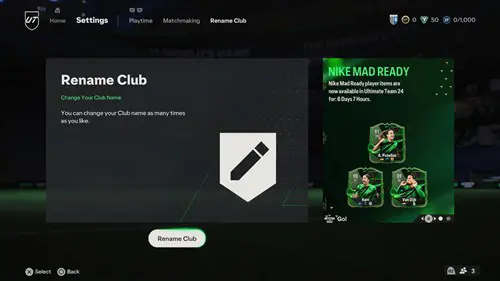 EA FC 24 Ultimate Team change name