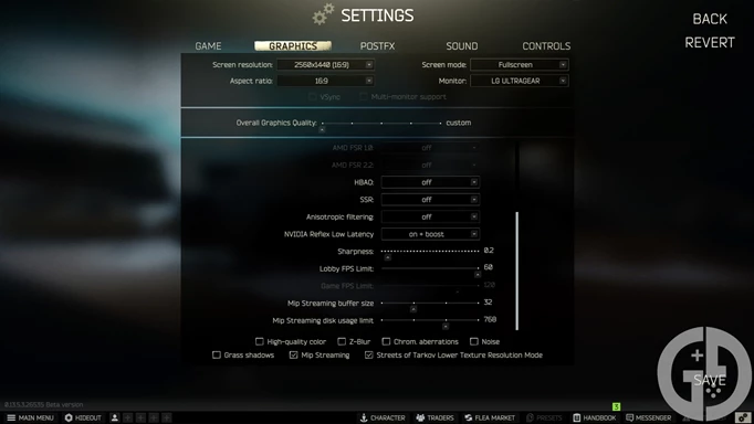 Image of the best settings in Escape from Tarkov