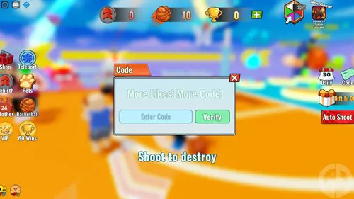 The code redemption screen in Hit Hoop Simulator for Roblox
