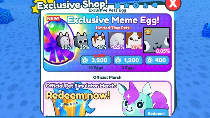 Pet Simulator X Shop, Meme Egg