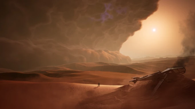 A shipwreck in Dune Awakening