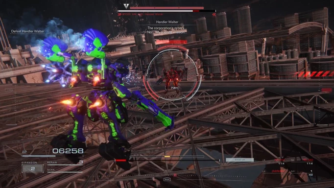 Image of the Handler Walter boss fight in Armored Core 6