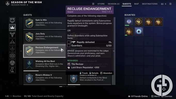 Quests for unlocking BRAVE Arsenal weapons in Destiny 2