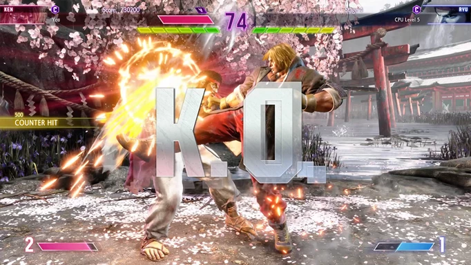 Ken defeating Ryu with a unique attack in Street Fighter 6