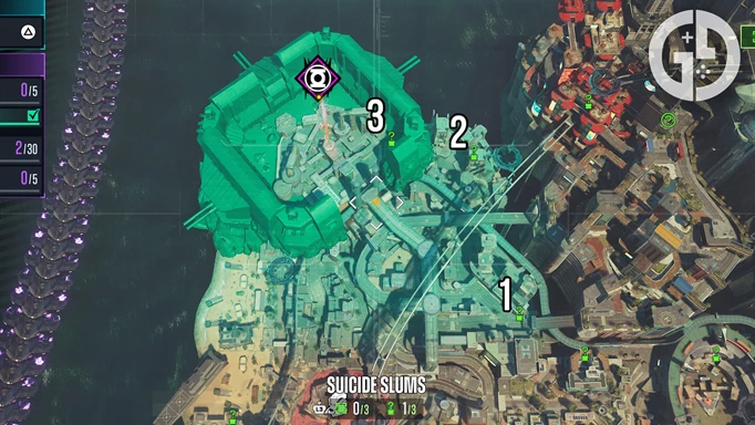 The Riddler trophy locations in Suicide Slums