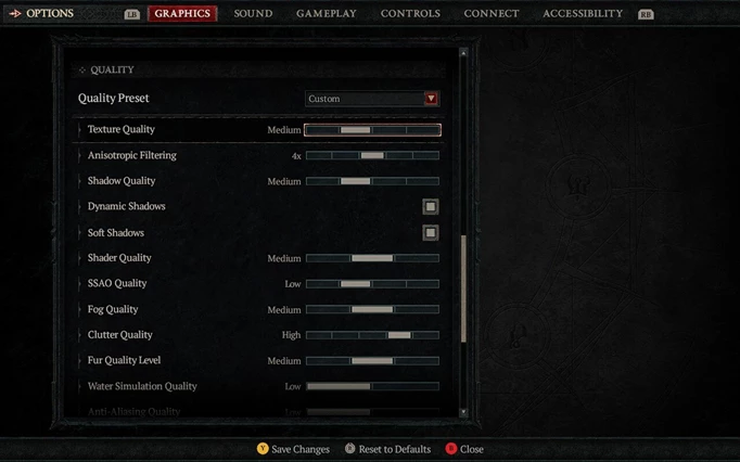 Steam Deck in-game settings for Diablo 4