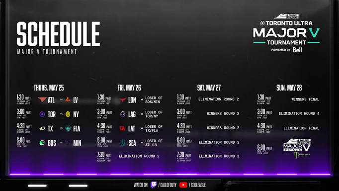 The four-day schedule for MW2 CDL Major 5.