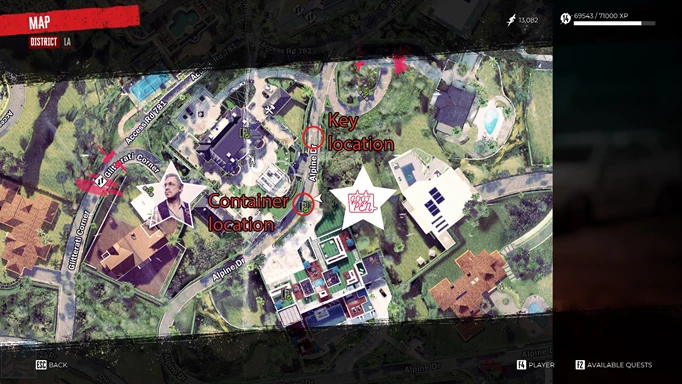map showing the Cable Guy's Van key locations and the Cable Guy Van in Dead Island 2