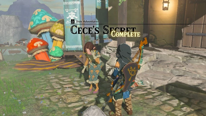 Link talking to Sophie as part of Cece's Secret quest in Tears of the Kingdom