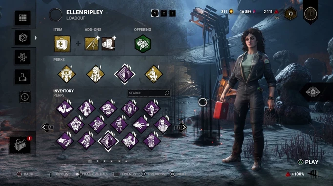 The Silent Locker build for Ellen Ripley, one of the best builds she can use in Dead by Daylight