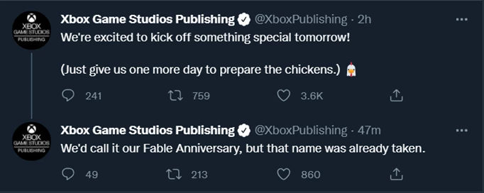 Xbox Deletes Fable Teaser Tweets
