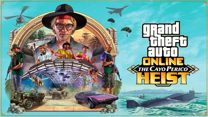 Key art for the Cayo Perico Heist in GTA Online, where you can get the panther statue