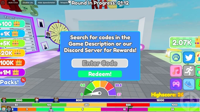 The code redemption screen in Alphabet Lore Race for Roblox
