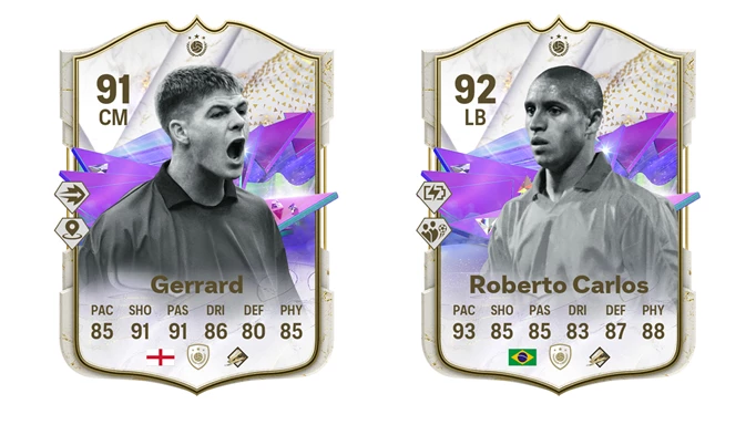 EA FC Gerrard and Roberto Carlos Icon cards from the Future Stars promo