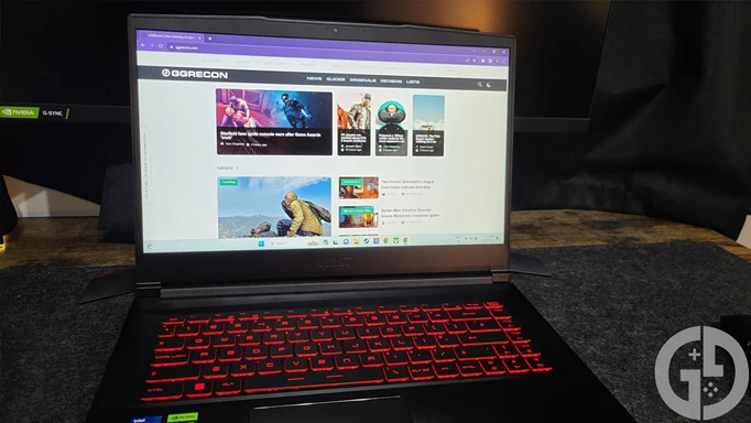 Image of the GGRecon homepage displayed on the MSI GF63 Thin laptop