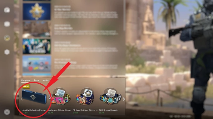 Screenshot showing you how to get the CS:GO Anubis Collection package