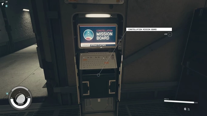 a mission board, one of the best ways to earn credits fast in Starfield