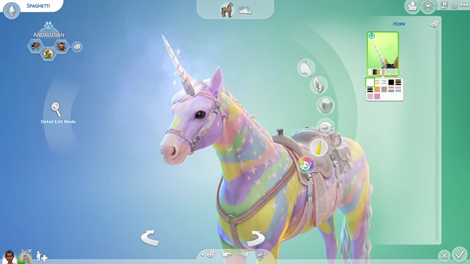 Picture of a unicorn horn in CAS in The Sims 4 Horse Ranch