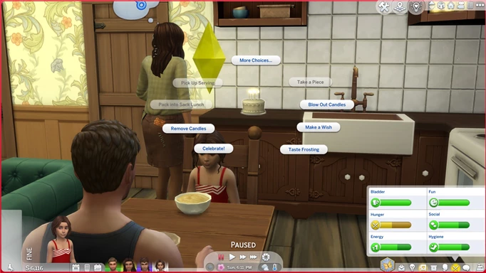 'Make A Wish' age up option on a cake in The Sims 4