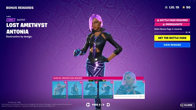 The Lost Amethyst Super Styles in Fortnite