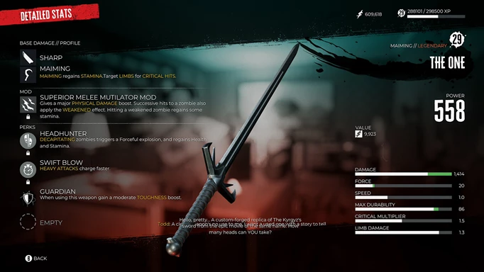 an image of a Dead Island 2 weapon menu