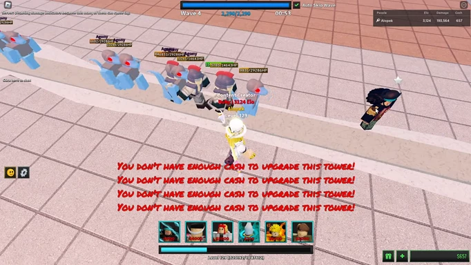 A player watches units advance inUltimate Tower Defence Simulator for Roblox