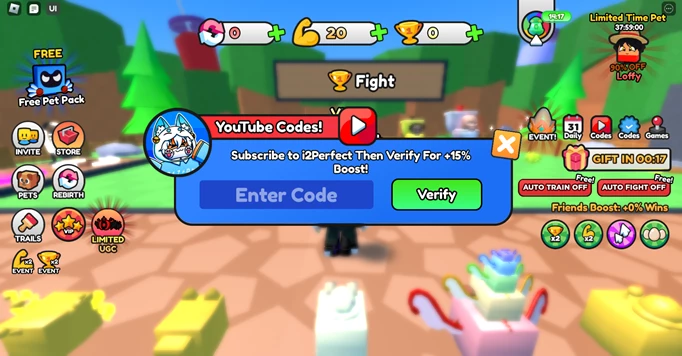 The codes redemption screen in Skibi Battle Simulator for Roblox