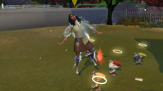 struck by lightning from displeased gnomes in The Sims 4