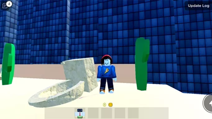 A character standing next to a toilet in Roblox Toilet Tower Defense