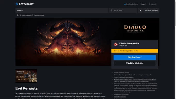 Diablo Immortal Steam Deck: Battle.net
