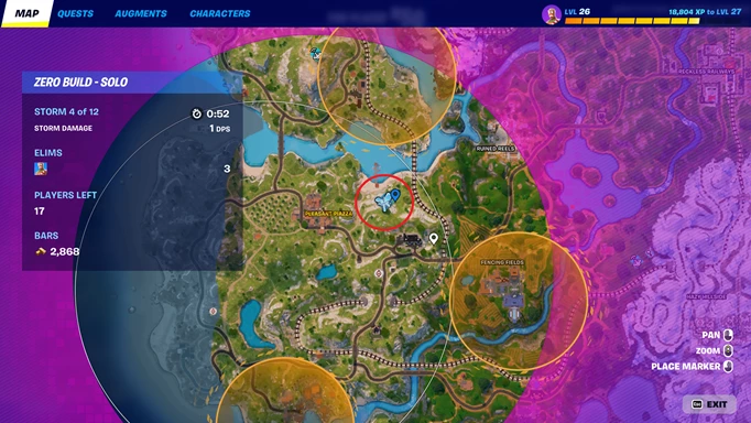 What the floating loot island with Crackshot's Cabin looks like when it appears on the map in Fortnite