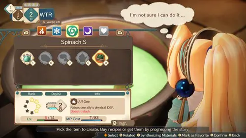 Screenshot of alchemy in Atelier Marie Remake
