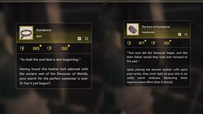 Image of the Ouroboros belt and vambrace in Final Fantasy 16