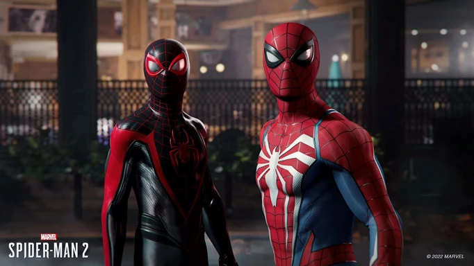 Peter Parker and Miles Morales in Spider-Man 2, which is expected to appear in the May 2023 PlayStation Showcase