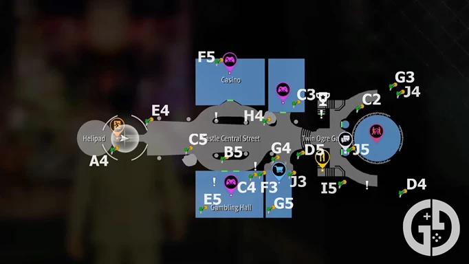 The map of the Castle, with all Coin Locker Key locations marked