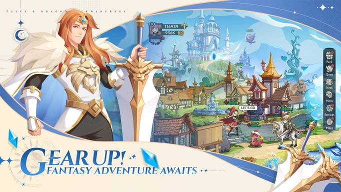 Key art for Tales & Dragons: New Journey with text "Gear up! Fantasy Adventure Awaits"