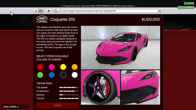 The Coquette D10 is one of the fastest cars in GTA Online 2022.