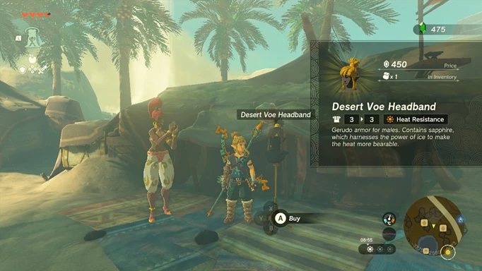 Buying the Desert Voe Headband for heat resistance in Zelda Tears of the Kingdom